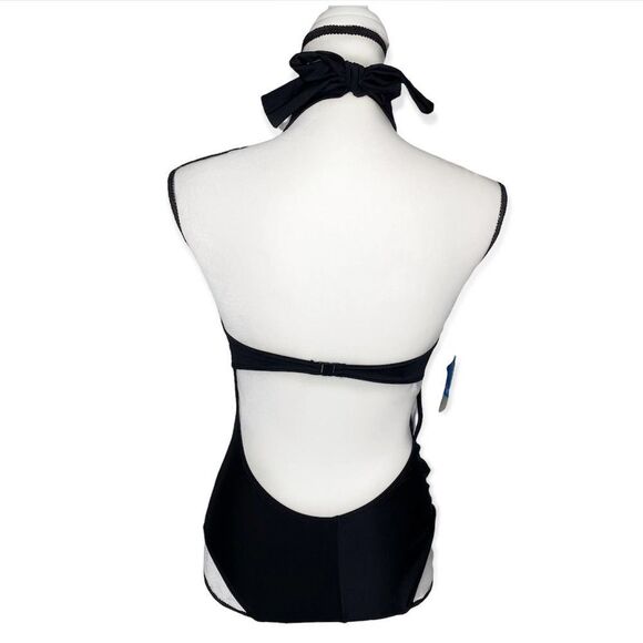 Chic Black Halter One-Piece Swimsuit - Picture 12 of 12